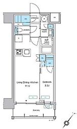 JR京浜東北・根岸線 大森駅 徒歩11分の賃貸マンション 7階1LDKの間取り