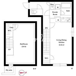 東京メトロ銀座線 外苑前駅 徒歩6分の賃貸マンション 1階1LDKの間取り