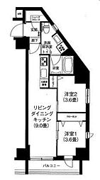 東京メトロ銀座線 浅草駅 徒歩12分の賃貸マンション 7階2LDKの間取り