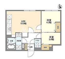 都営大江戸線 若松河田駅 徒歩4分の賃貸マンション 2階2LDKの間取り