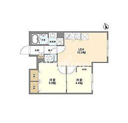 都営大江戸線 若松河田駅 徒歩4分の賃貸マンション 4階2LDKの間取り