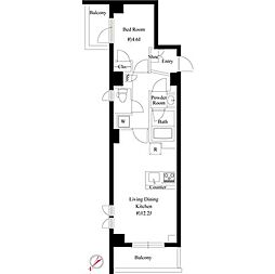 東急東横線 中目黒駅 徒歩7分の賃貸マンション 3階1LDKの間取り