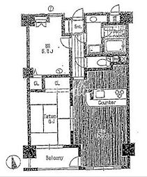 東京メトロ南北線 麻布十番駅 徒歩5分の賃貸マンション 2階2LDKの間取り
