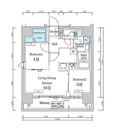 都営浅草線 蔵前駅 徒歩3分の賃貸マンション 8階2LDKの間取り