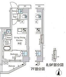 東京メトロ東西線 木場駅 徒歩14分の賃貸マンション 2階1LDKの間取り