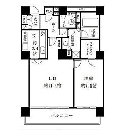 東京メトロ有楽町線 月島駅 徒歩7分の賃貸マンション 15階1LDKの間取り