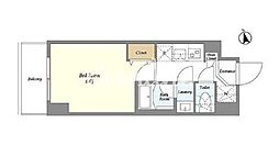京急本線 大森海岸駅 徒歩10分の賃貸マンション 6階1Kの間取り