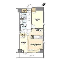 都営新宿線 曙橋駅 徒歩3分の賃貸マンション 4階2LDKの間取り