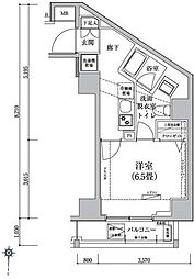 東京メトロ東西線 木場駅 徒歩10分の賃貸マンション 3階1Kの間取り