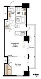 都営大江戸線 両国駅 徒歩4分の賃貸マンション 5階1LDKの間取り