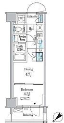 京急本線 立会川駅 徒歩5分の賃貸マンション 4階1DKの間取り