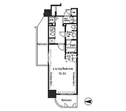 東京メトロ丸ノ内線 新宿御苑前駅 徒歩6分の賃貸マンション 5階1Kの間取り