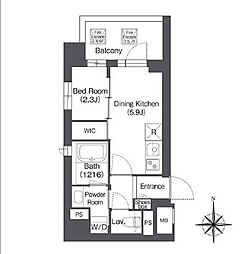 都営新宿線 森下駅 徒歩4分の賃貸マンション 7階1DKの間取り