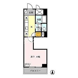 東急池上線 蒲田駅 徒歩8分の賃貸マンション 2階1Kの間取り