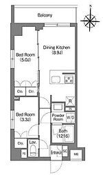 都営新宿線 東大島駅 徒歩6分の賃貸マンション 1階2LDKの間取り
