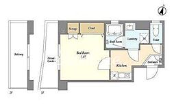 JR山手線 五反田駅 徒歩4分の賃貸マンション 1階1Kの間取り