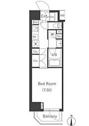 都営新宿線 西大島駅 徒歩3分の賃貸マンション 7階1Kの間取り