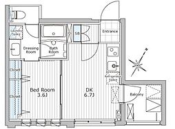 都営大江戸線 若松河田駅 徒歩3分の賃貸マンション 4階1DKの間取り