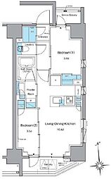 都営大江戸線 新御徒町駅 徒歩4分の賃貸マンション 3階2LDKの間取り