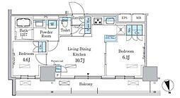 東京メトロ東西線 南砂町駅 徒歩11分の賃貸マンション 3階2LDKの間取り