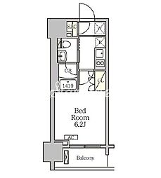 JR山手線 目黒駅 徒歩6分の賃貸マンション 3階1Kの間取り