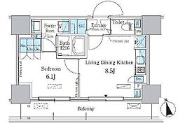 東京メトロ東西線 南砂町駅 徒歩11分の賃貸マンション 13階1LDKの間取り