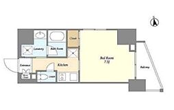 都営三田線 三田駅 徒歩6分の賃貸マンション 6階1Kの間取り
