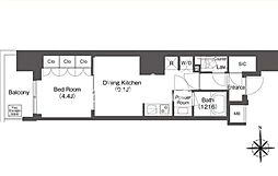 都営大江戸線 東新宿駅 徒歩3分の賃貸マンション 4階1LDKの間取り