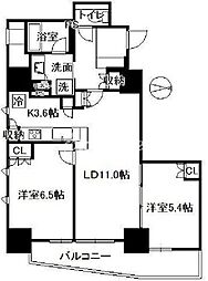 東京メトロ丸ノ内線 四谷三丁目駅 徒歩2分の賃貸マンション 9階2LDKの間取り