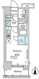 都営浅草線 本所吾妻橋駅 徒歩9分の賃貸マンション 5階ワンルームの間取り
