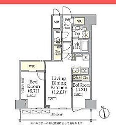 東京メトロ有楽町線 江戸川橋駅 徒歩10分の賃貸マンション 6階2LDKの間取り