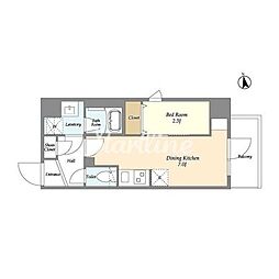 東京メトロ銀座線 稲荷町駅 徒歩8分の賃貸マンション 6階1DKの間取り