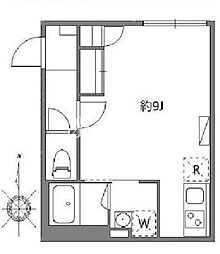 東京メトロ東西線 早稲田駅 徒歩3分の賃貸マンション 1階ワンルームの間取り