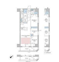 東京メトロ東西線 早稲田駅 徒歩3分の賃貸マンション 10階3LDKの間取り