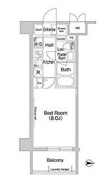 都営新宿線 新宿三丁目駅 徒歩7分の賃貸マンション 7階1Kの間取り