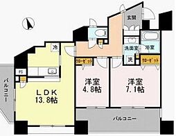 JR常磐線 三河島駅 徒歩10分の賃貸マンション 5階2LDKの間取り