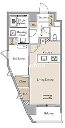 東京メトロ南北線 四ツ谷駅 徒歩10分の賃貸マンション 7階1LDKの間取り