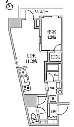 JR総武本線 馬喰町駅 徒歩1分の賃貸マンション 7階1LDKの間取り