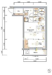 東京メトロ東西線 門前仲町駅 徒歩5分の賃貸マンション 4階1DKの間取り