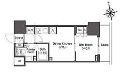 東京メトロ銀座線 稲荷町駅 徒歩3分の賃貸マンション 9階1DKの間取り