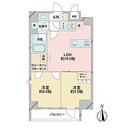 JR山手線 日暮里駅 徒歩9分の賃貸マンション 7階2LDKの間取り