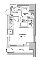 東京メトロ日比谷線 入谷駅 徒歩2分の賃貸マンション 7階ワンルームの間取り