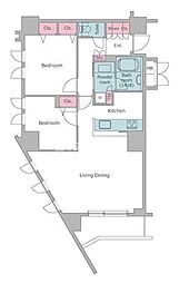 東急東横線 中目黒駅 徒歩4分の賃貸マンション 3階2LDKの間取り