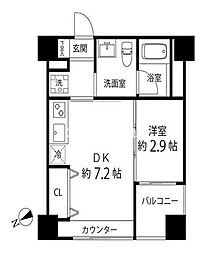 東京メトロ銀座線 稲荷町駅 徒歩8分の賃貸マンション 11階1DKの間取り