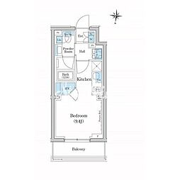 東急池上線 池上駅 徒歩5分の賃貸マンション 3階ワンルームの間取り