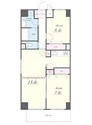 京成本線 新三河島駅 徒歩2分の賃貸マンション 4階2LDKの間取り
