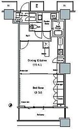 都営大江戸線 勝どき駅 徒歩5分の賃貸マンション 28階1LDKの間取り