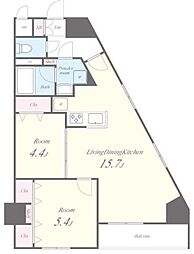 東京メトロ南北線 東大前駅 徒歩5分の賃貸マンション 9階2LDKの間取り