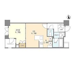 都営三田線 御成門駅 徒歩4分の賃貸マンション 8階1LDKの間取り
