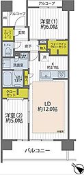 東京メトロ有楽町線 豊洲駅 徒歩12分の賃貸マンション 8階2LDKの間取り